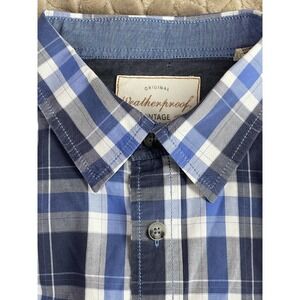 Weatherproof Original Vintage Plaid Shirt L Blue Long Sleeve‎ Casual